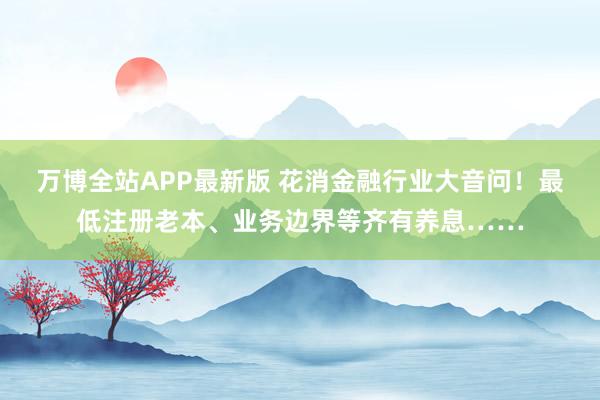 万博全站APP最新版 花消金融行业大音问！最低注册老本、业务边界等齐有养息……