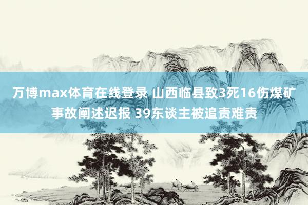 万博max体育在线登录 山西临县致3死16伤煤矿事故阐述迟报 39东谈主被追责难责