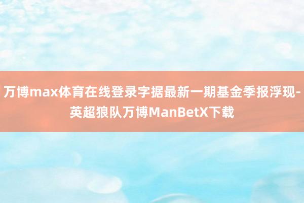 万博max体育在线登录字据最新一期基金季报浮现-英超狼队万博ManBetX下载