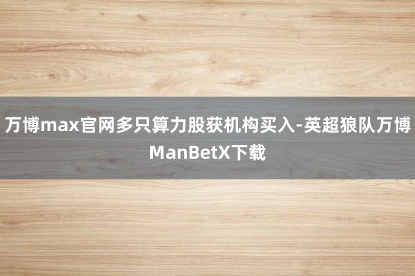 万博max官网多只算力股获机构买入-英超狼队万博ManBetX下载